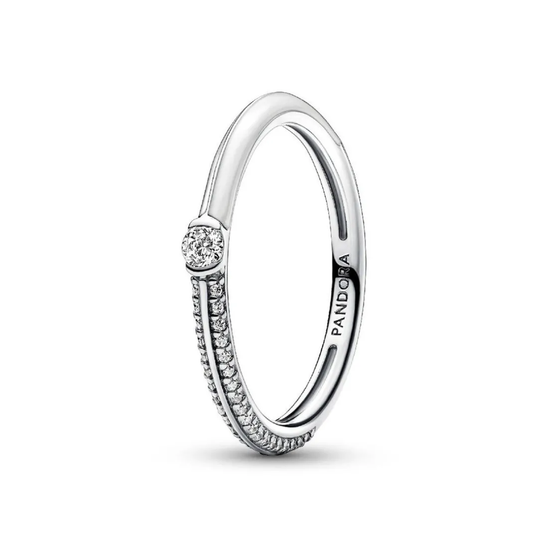 Anneau Double Blanc et Pavé Pandora ME