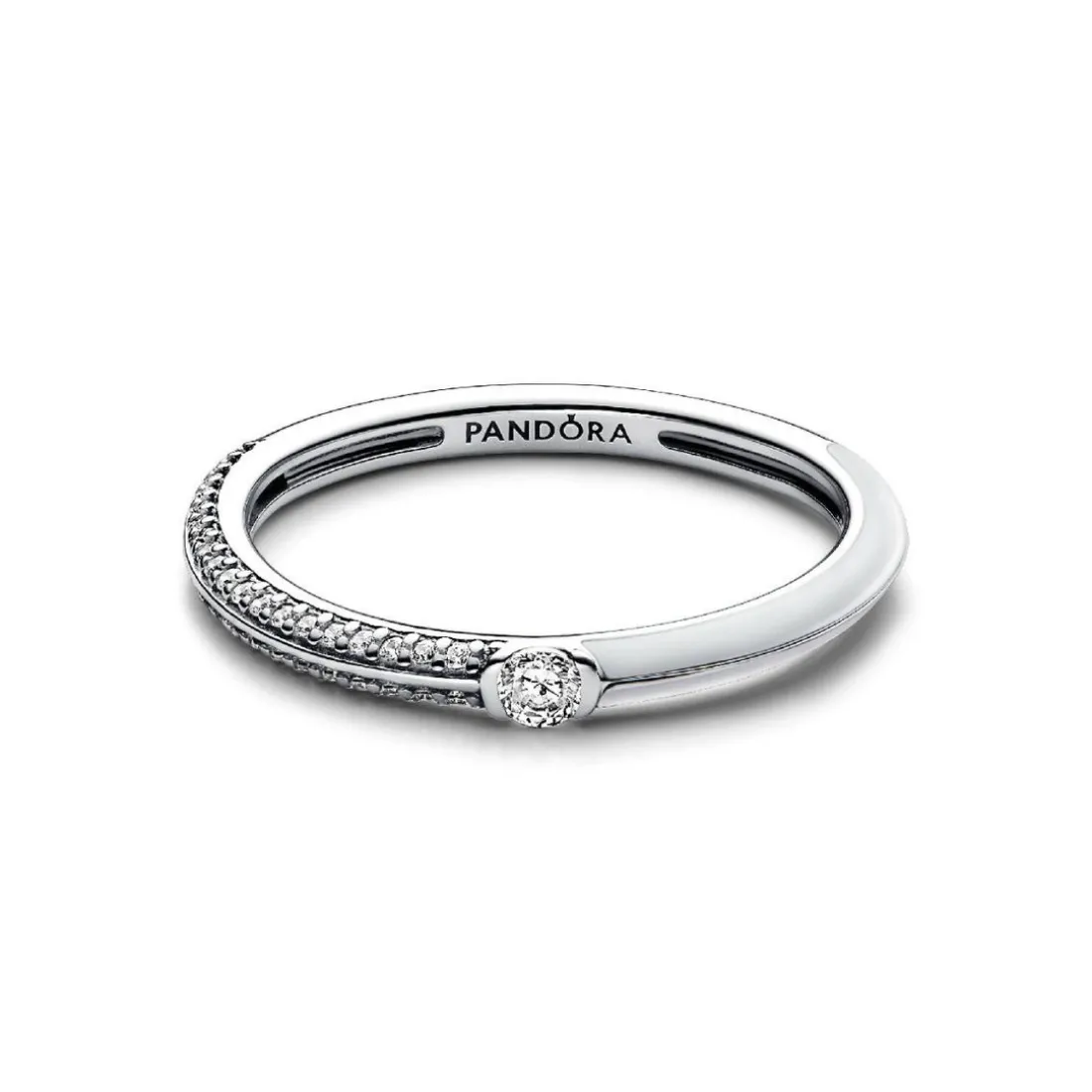 Anneau Double Blanc et Pavé Pandora ME