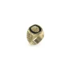 Bague Lion King Acier Doré Forme Chevalière Et Tête De Lion Sur Fond Noir Gm