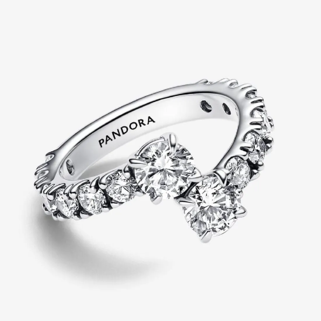 Bague Argent Chevauchement Scintillant