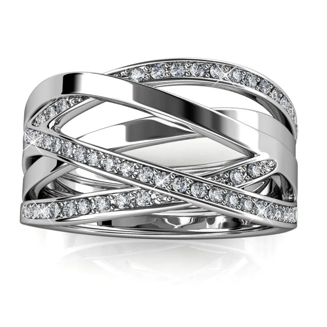 Bague Criss Cross Argentée