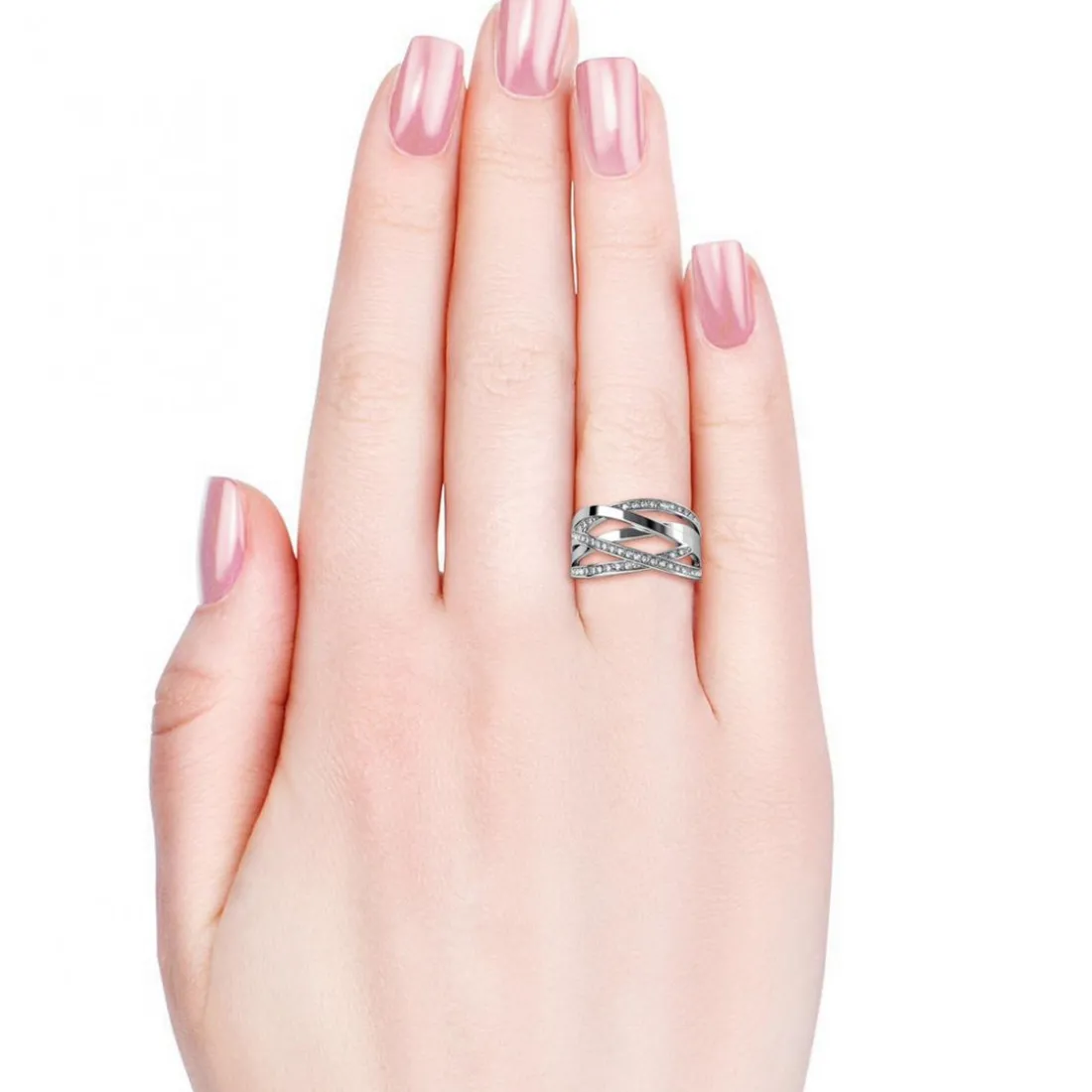 Bague Criss Cross Argentée