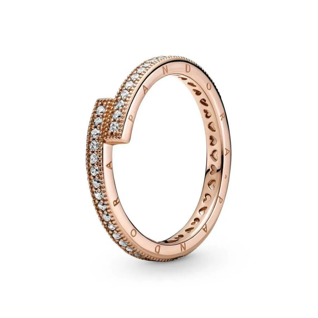 Bague Femme Chevauchement Scintillant Pandora Signature - 189491C01 Métal doré à l'or rose fin 585/1000