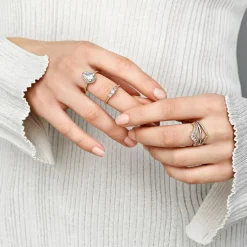 Bague Pandora 186316CZ - Bague Voeu Scintillant Pandora Rose Femme