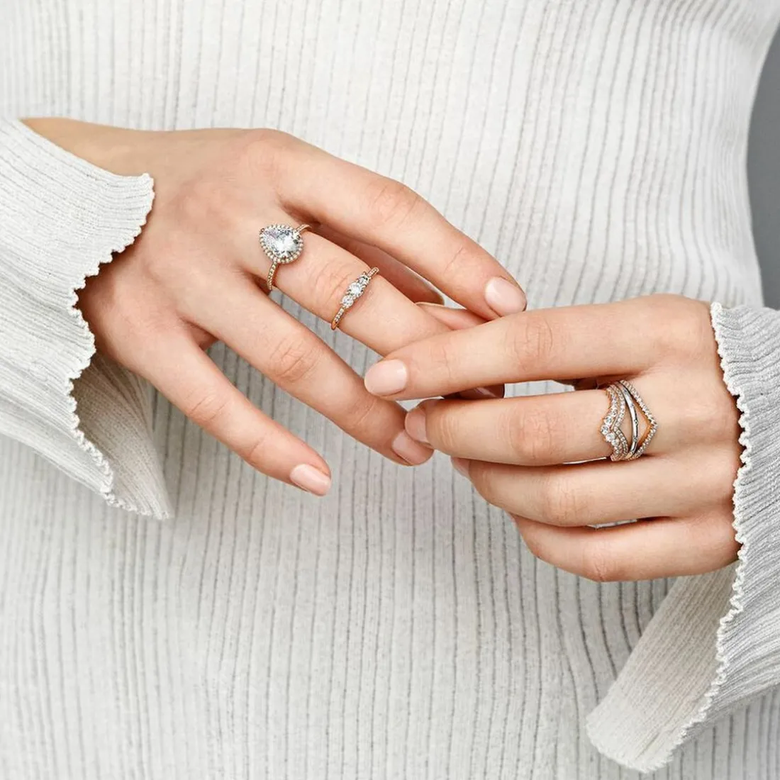 Bague Pandora 186316CZ - Bague Voeu Scintillant Pandora Rose Femme