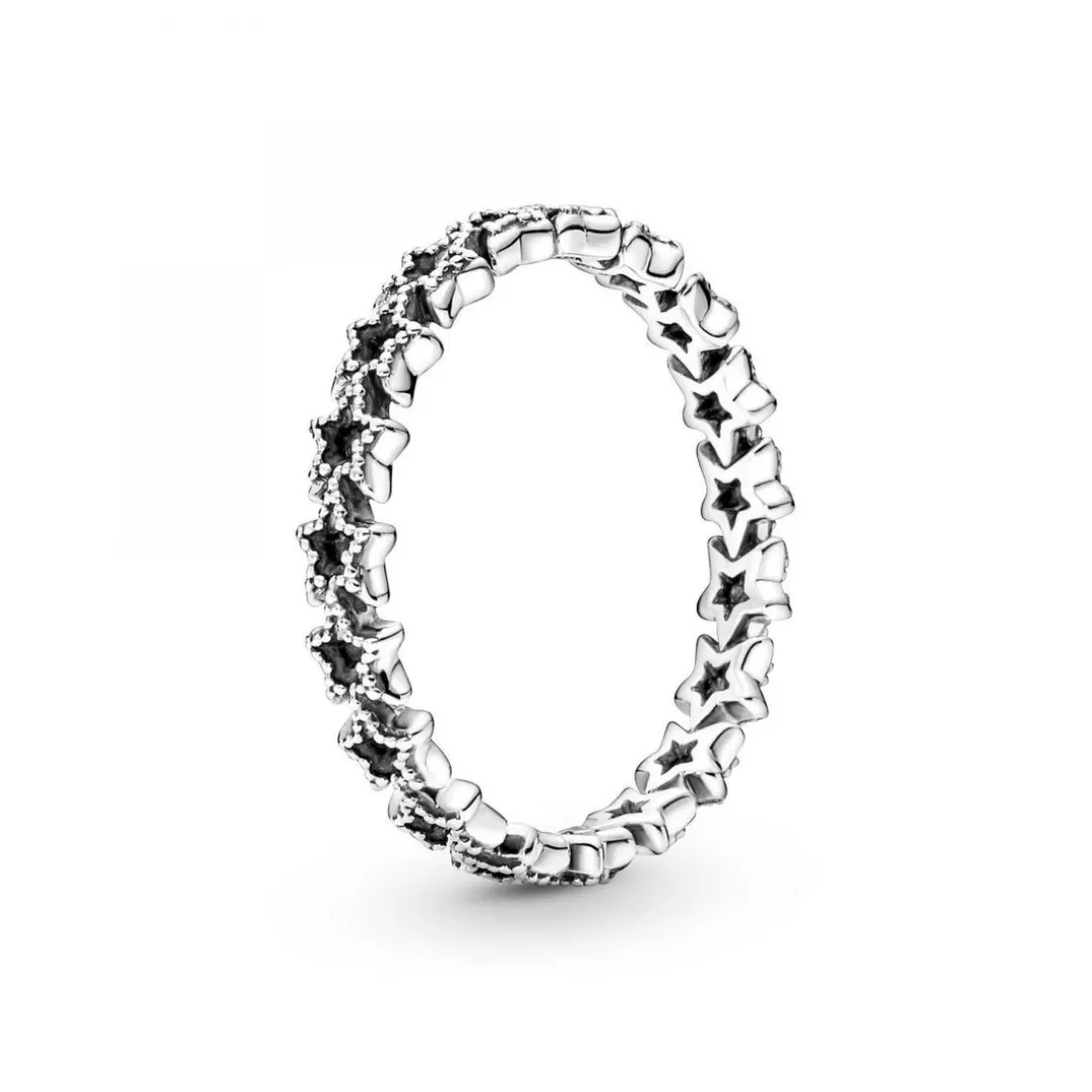 Bague Pandora Moments Couronne d'Étoiles noires Asymétriques