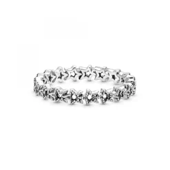 Bague Pandora Moments Couronne d'Étoiles noires Asymétriques