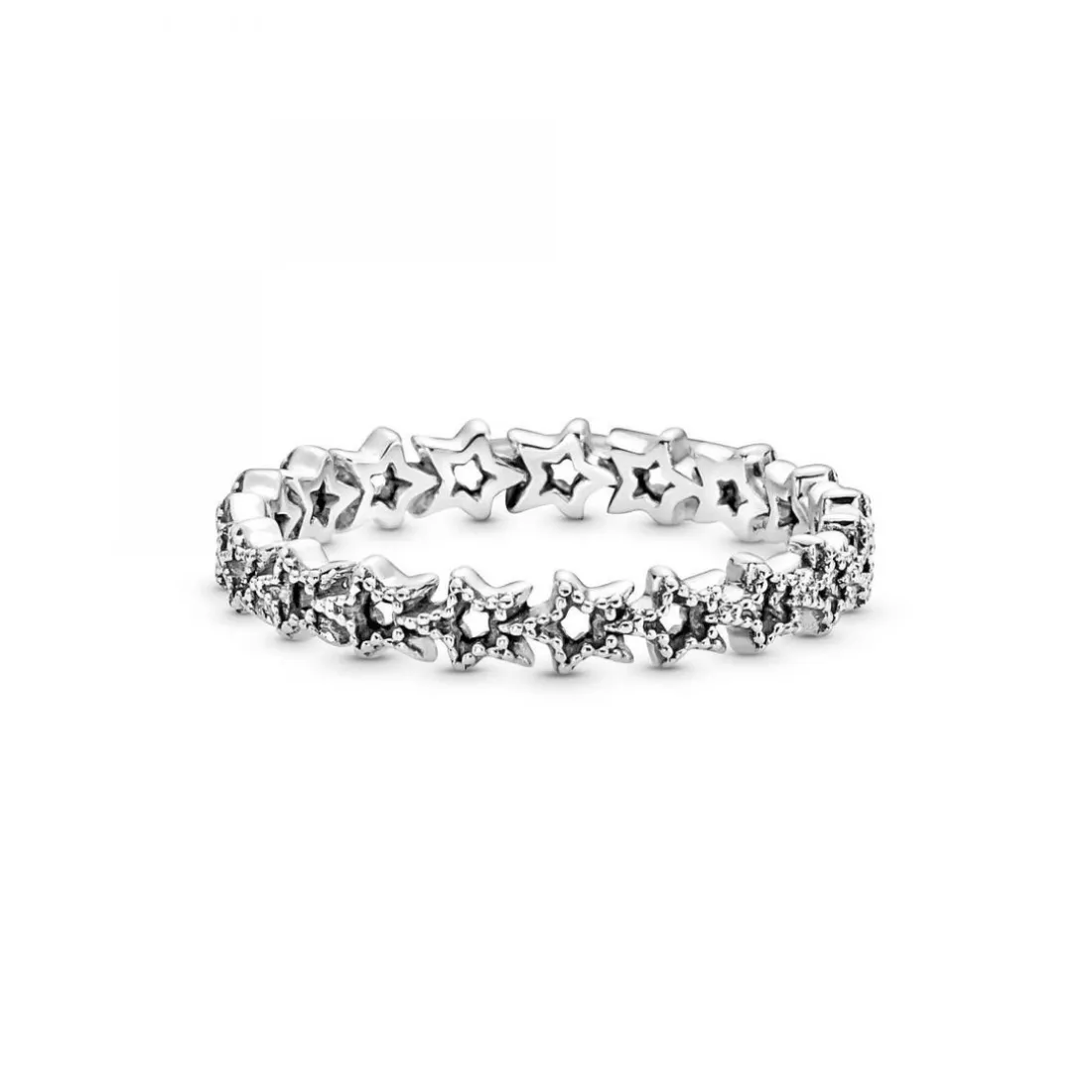 Bague Pandora Moments Couronne d'Étoiles noires Asymétriques