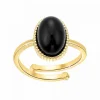 Bagues Femme Angèle M - B2457-BLACK-ONYX Métal Doré