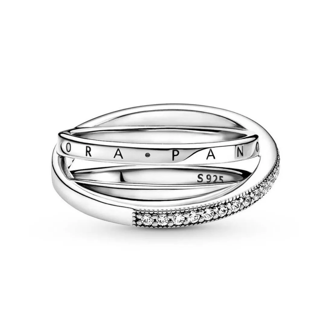 Bagues Femme Anneau Triple Pavé Croisé Pandora Pandora Signature - 199057C01 Argent