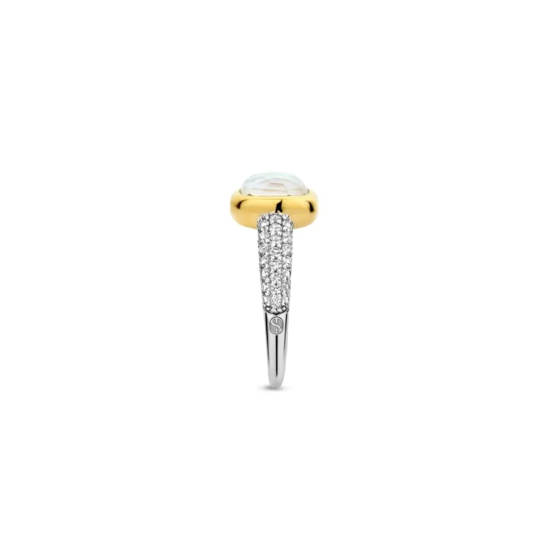Bague Ti Sento - 12331MW Argent Doré Et Doublé Nacre Carré Et Pavage