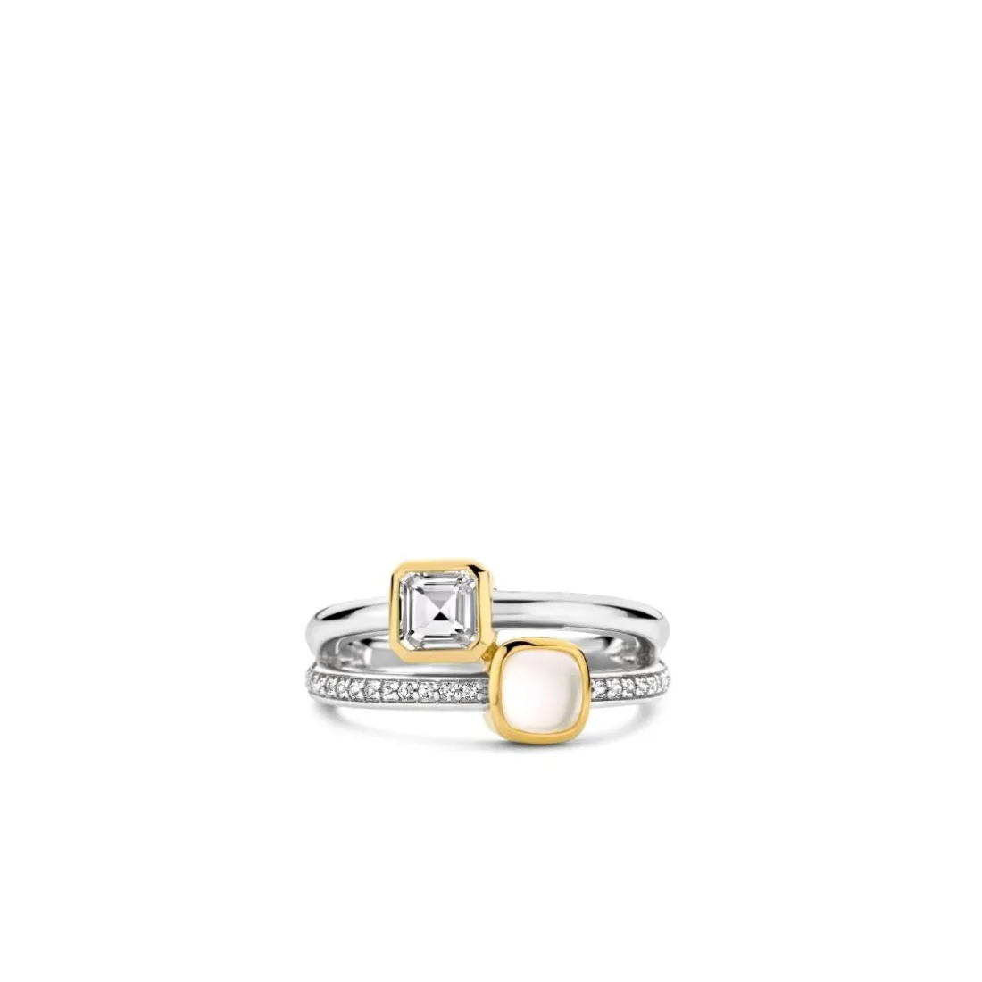 Bague Ti Sento - 12326MW Argent Rhodié Multi Joncs Pierres Synthétiques Mop Et Oxyde De Zirconium