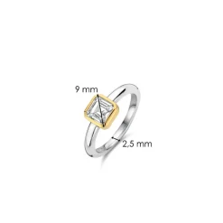 Bague Ti Sento - 12328ZY Argent Doré Et Oxyde De Zirconium Carré