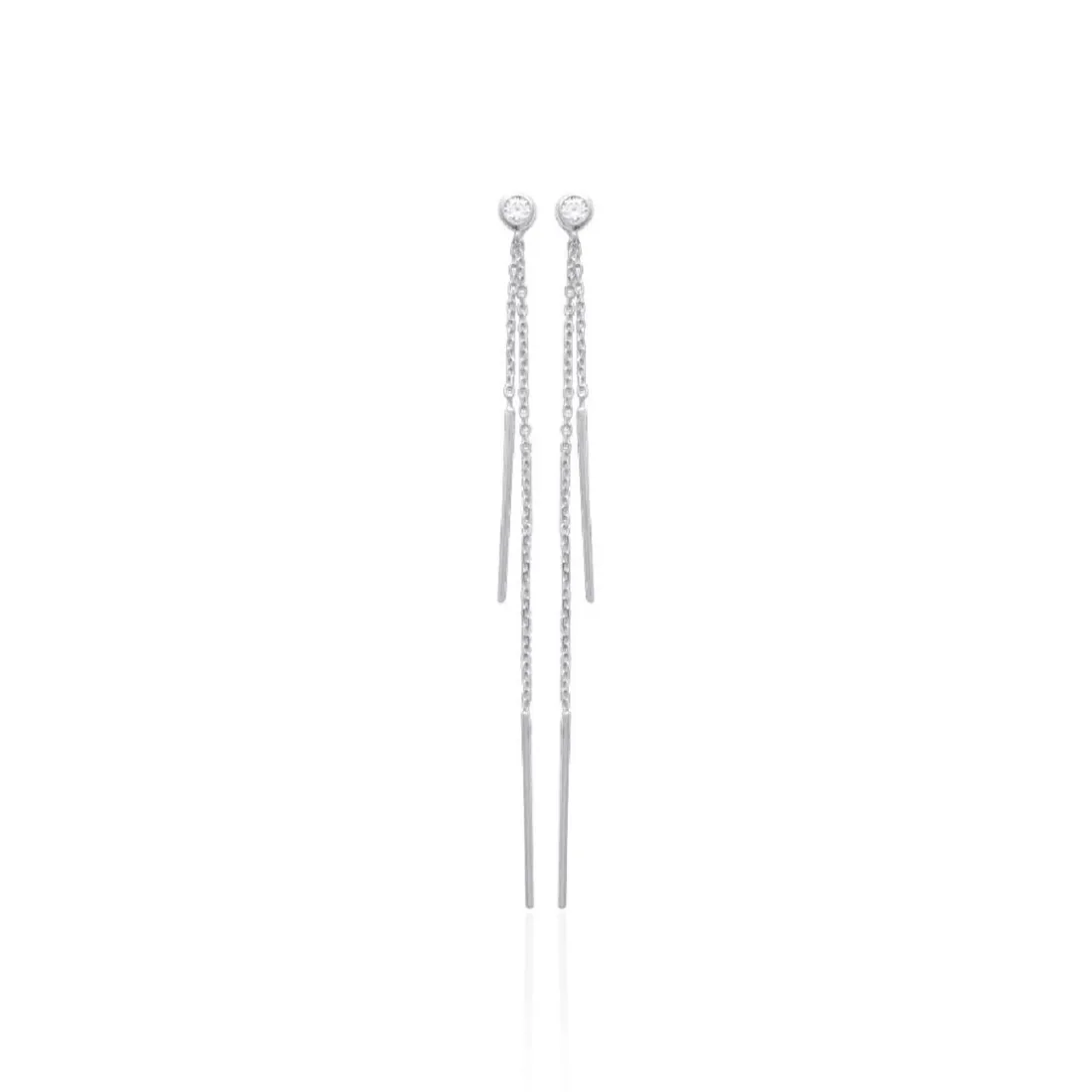 Boucle d'oreilles Pendantes femme argent rhodié blanc serti clos - Z53VYZ0