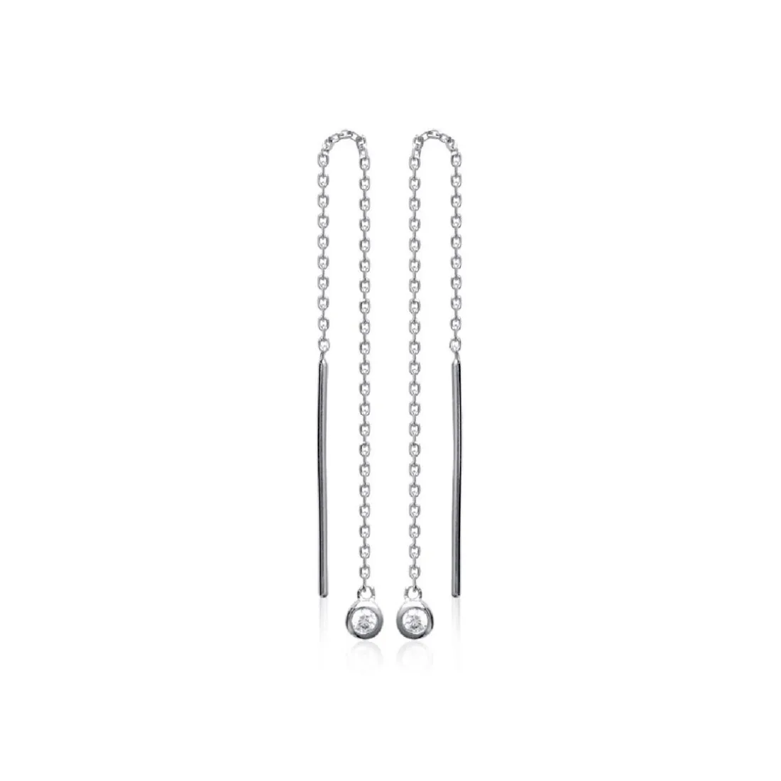 Boucle d'oreilles Pendantes femme argent rhodié blanc serti clos porté spécial - Z53WYZ0