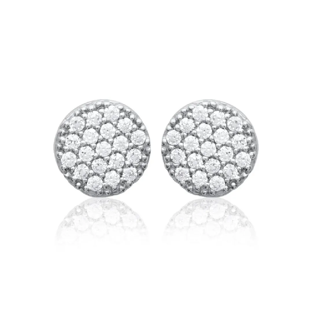 Boucles d'oreille femme argent rhodié blanc serti griffe rond - Z4UY0Z0