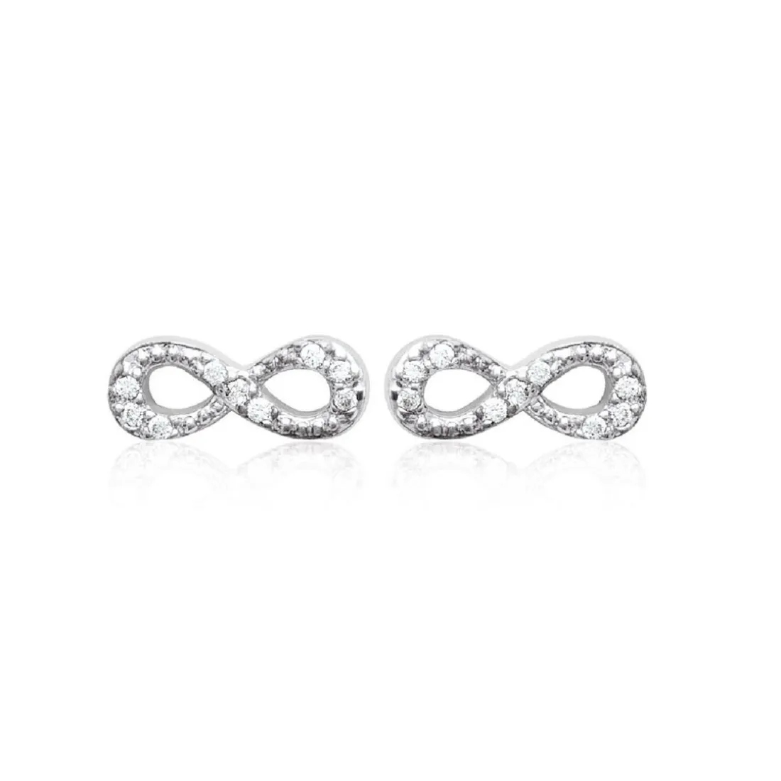 Boucles d'oreille femme argent rhodié blanc serti infini griffe - Z4U46Z0