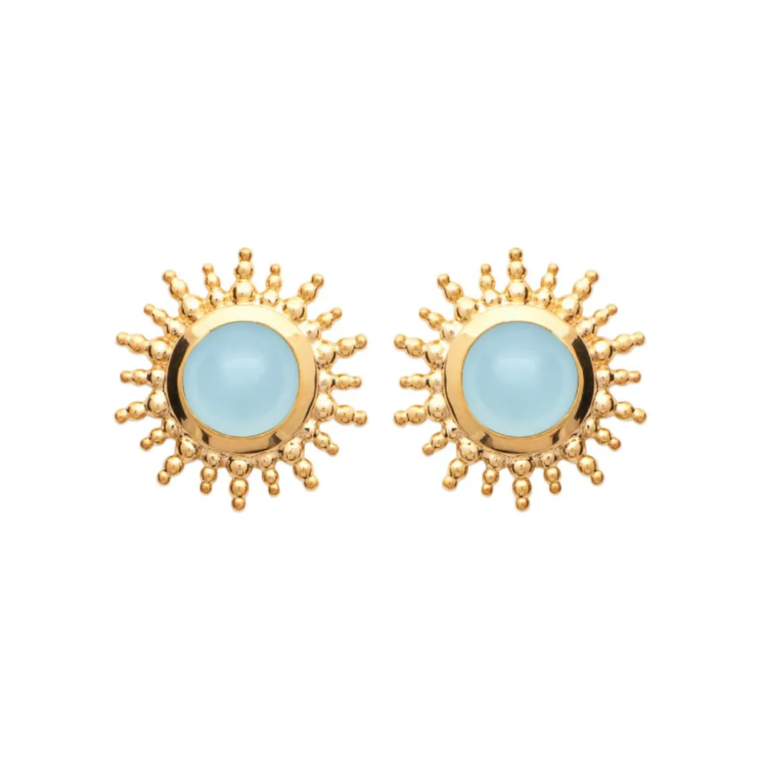 Boucles d'oreille femme plaqué or agate bleue serti clos - Y56YZ60