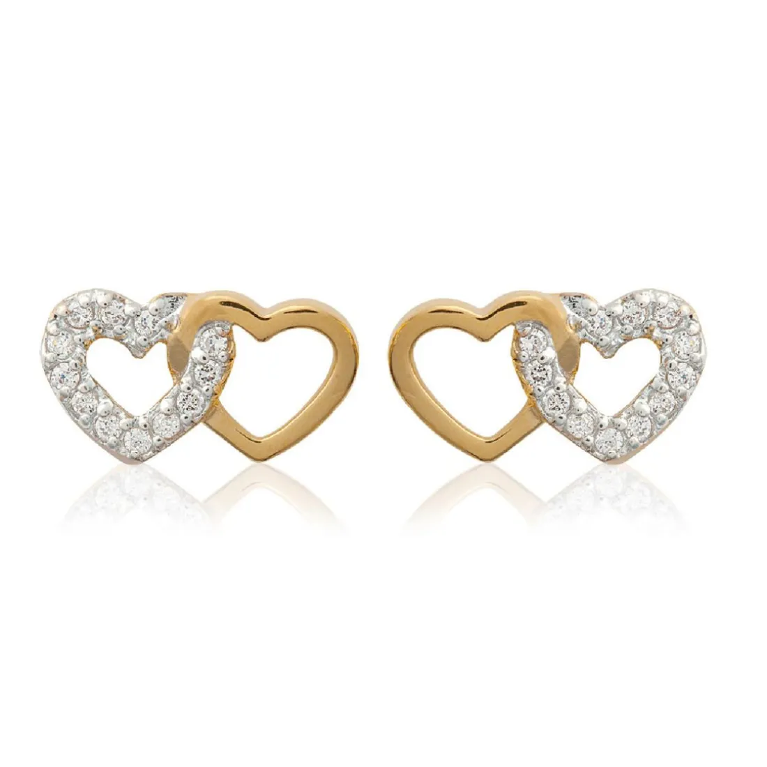 Boucles d'oreille femme plaqué or blanc serti griffe cœur - Y36Y5ZZ