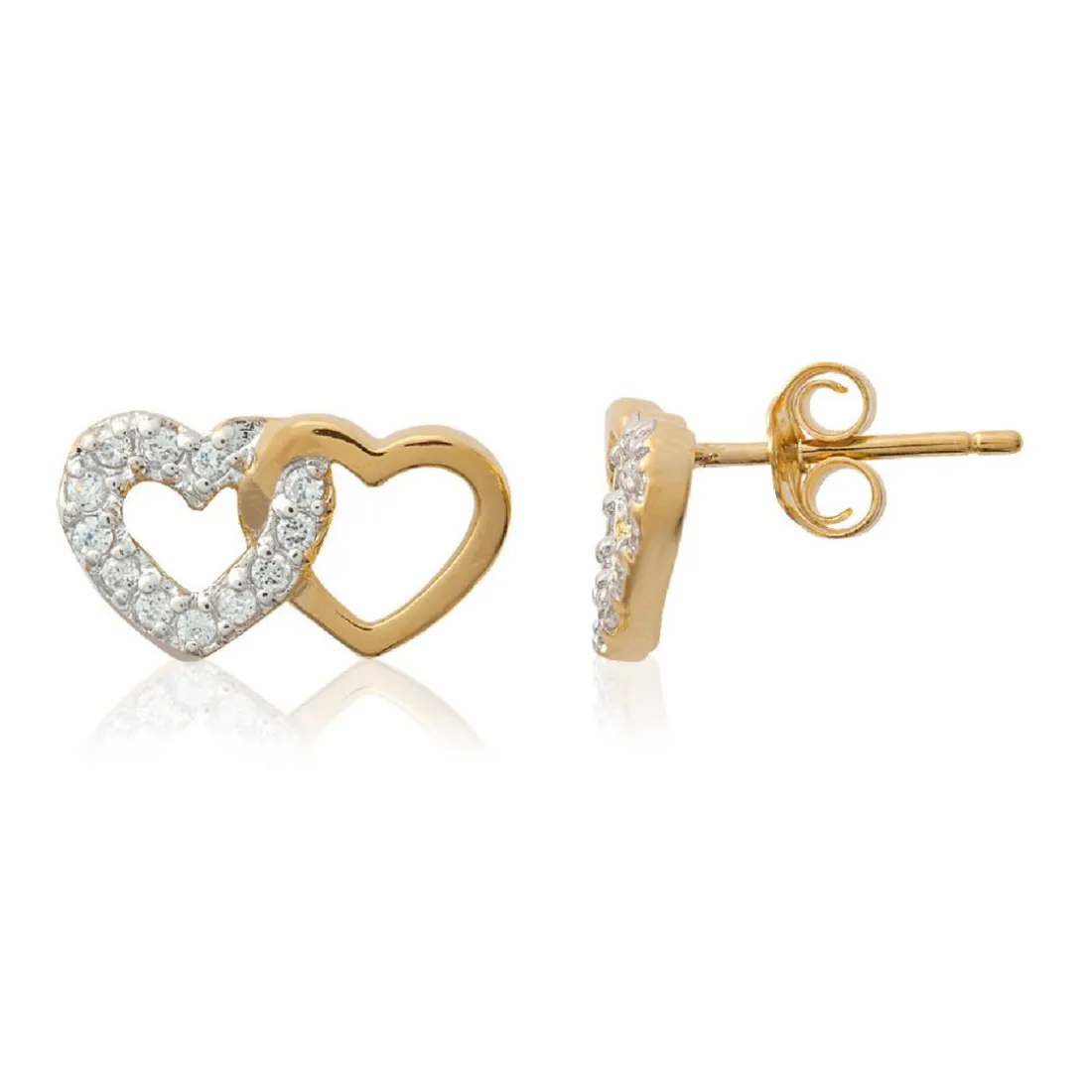 Boucles d'oreille femme plaqué or blanc serti griffe cœur - Y36Y5ZZ