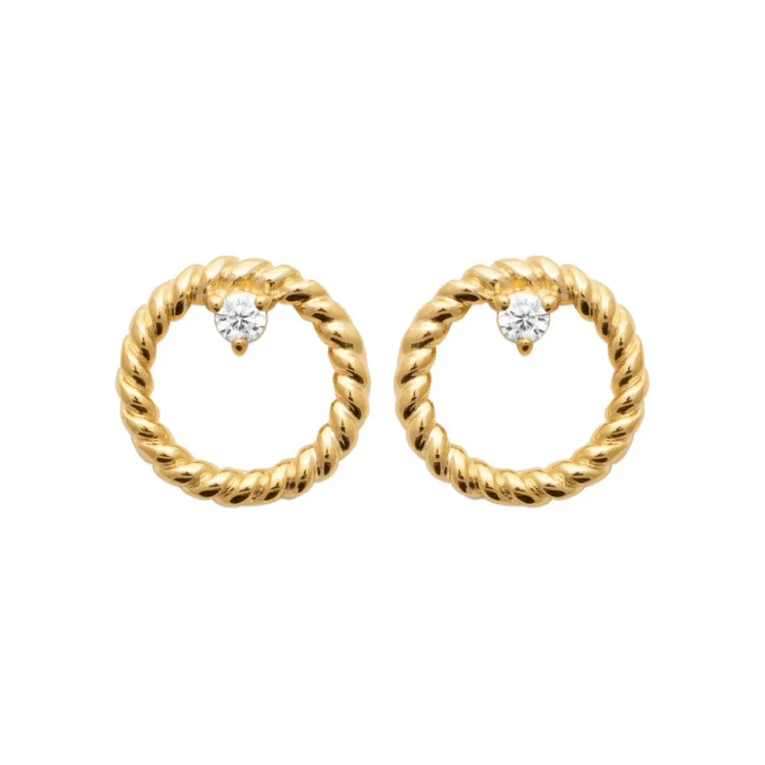 Boucles d'oreille femme plaqué or blanc serti griffe - Y5WVWZ0