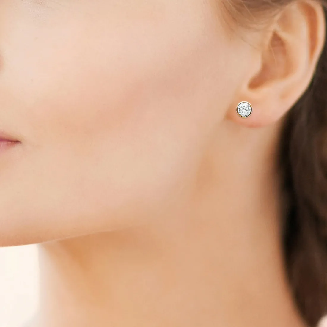 Boucles d'oreille femme plaqué or serti clos classique - Y5ZZ5Z06