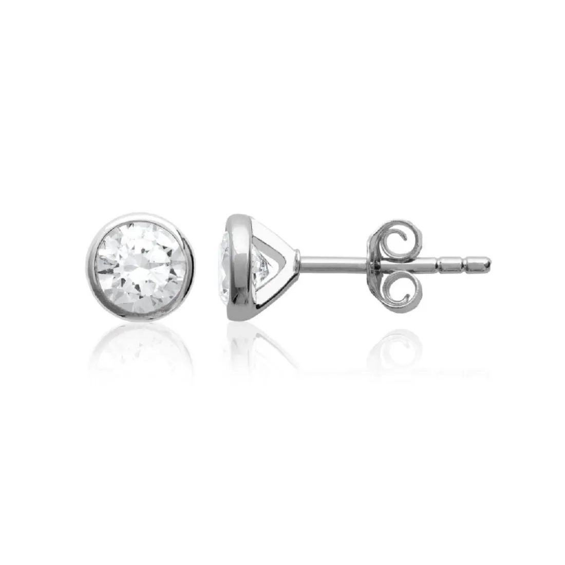 Boucles d'oreille mixte argent rhodié blanc serti clos - Z5ZZ5Z05