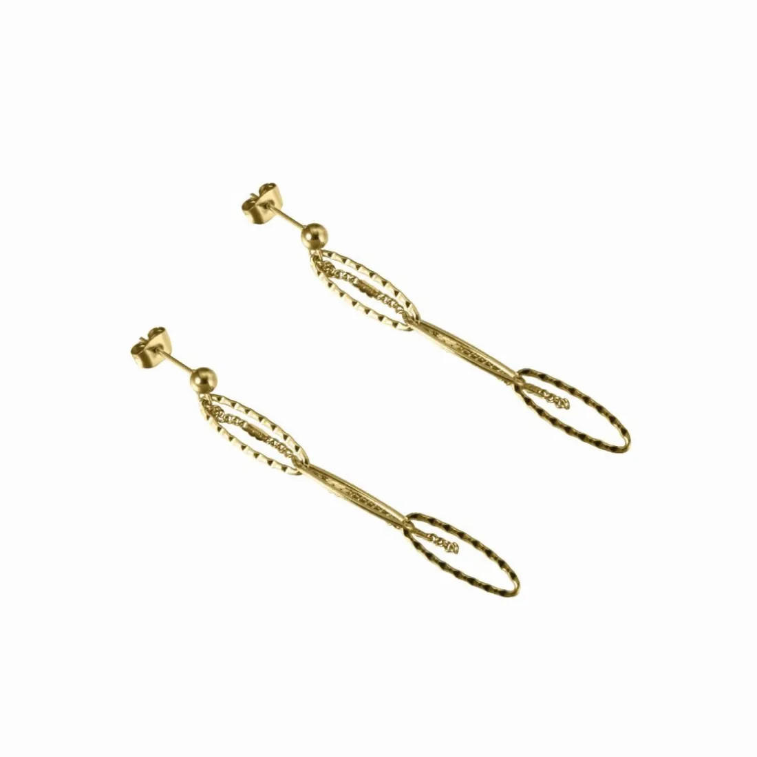 Boucles D'Oreilles Charme Acier Doré Multi Chaines