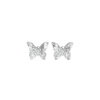 Boucles D'Oreilles Chrysalis Acier Rhodié Puces Papillon Pavé De Zircons Cubiques
