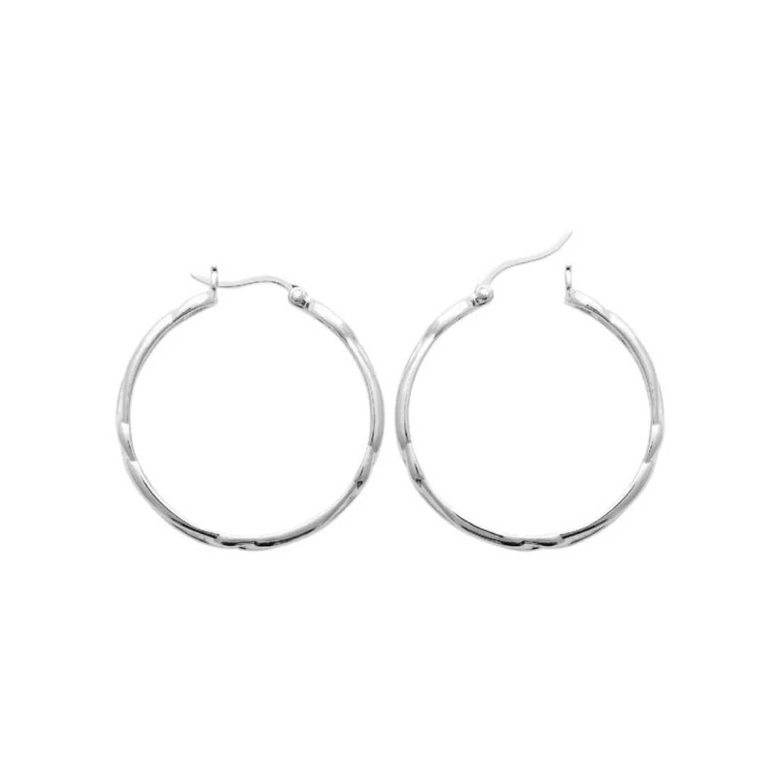 Boucles d'oreilles créoles femme argent rhodié 3 mm - W633500