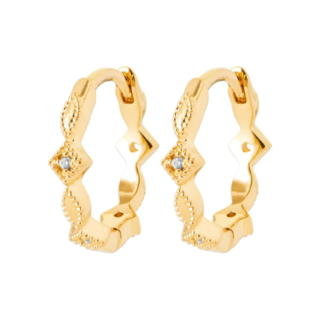 Boucles d'oreilles créoles plaqué or fantaisie 14mm Maison de la Bijouterie Y6545Z0