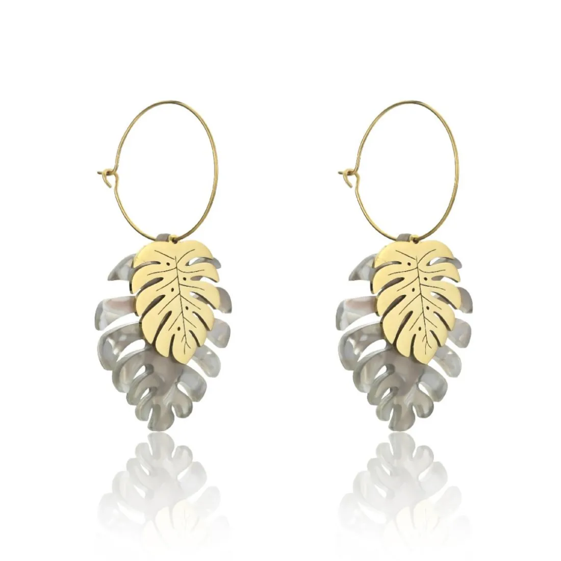 Boucles d'oreilles Emily Westwood EWE23094G - Acier et acrylique Doré et Gris
