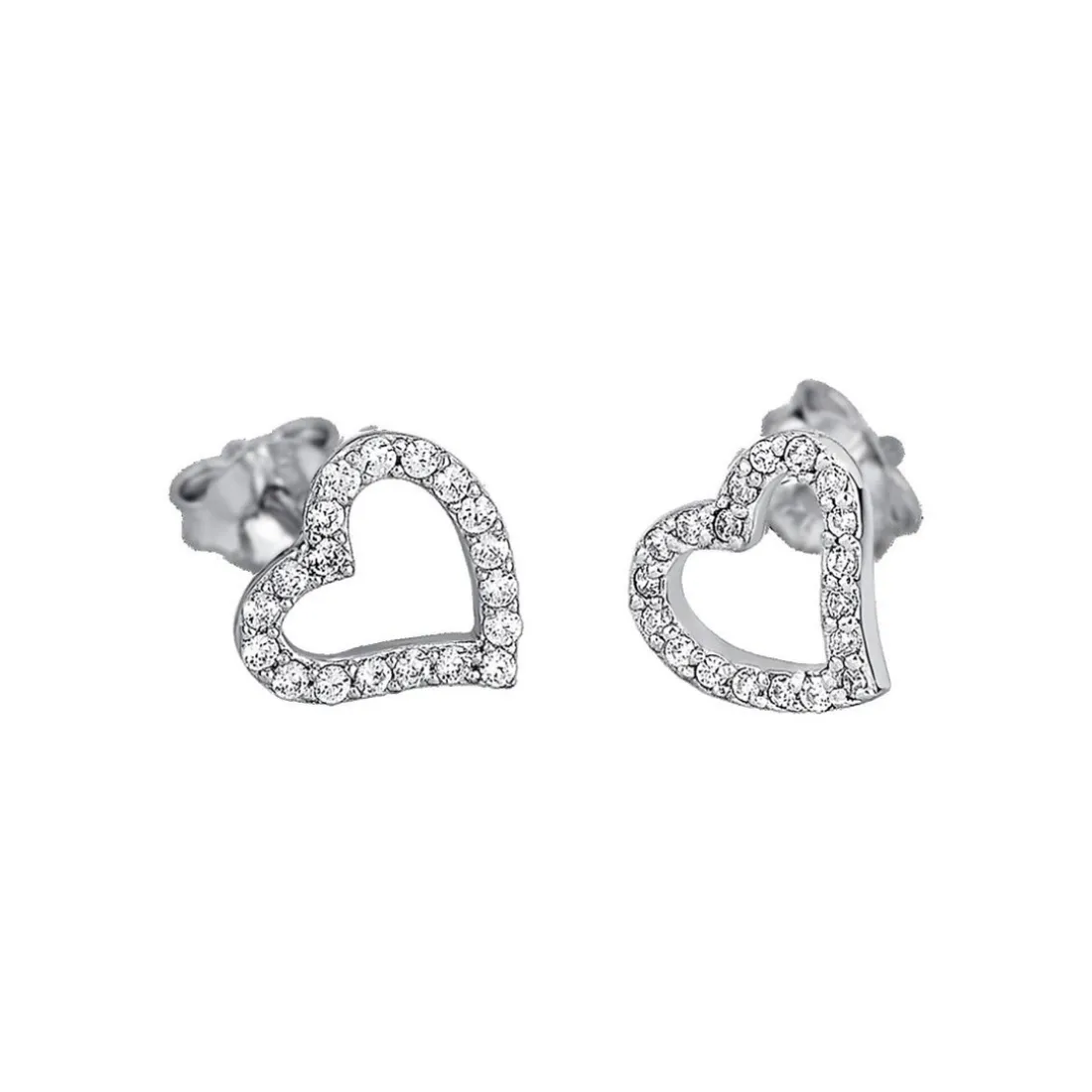 Boucles d'oreilles Lotus Style LP1519-4-1 - Boucles d'oreilles Coeur Argent Strass Chic Femme