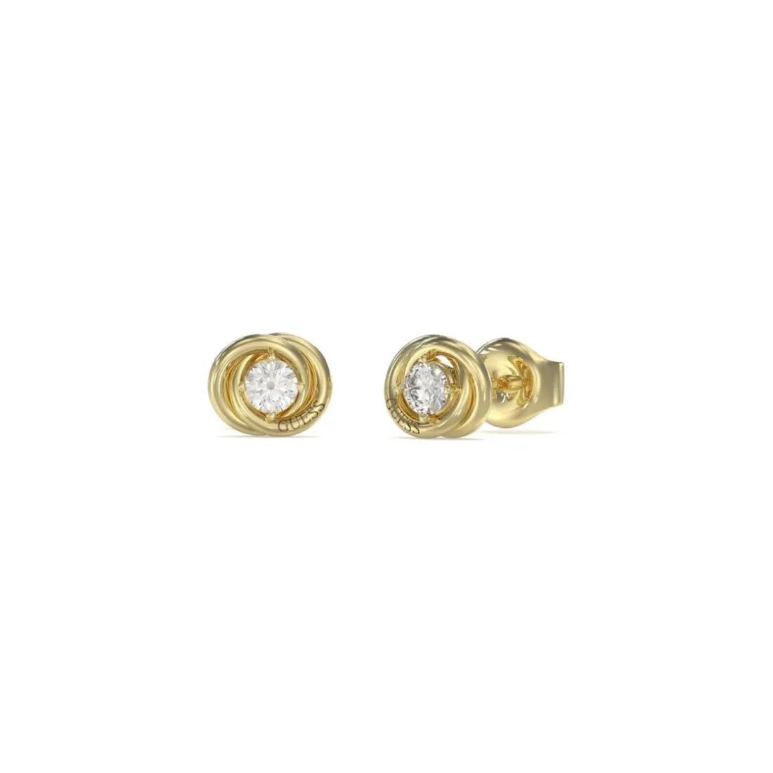 Boucles D'Oreilles Perfect Acier Doré Puces Et Zircons Cubiques 8 Mm