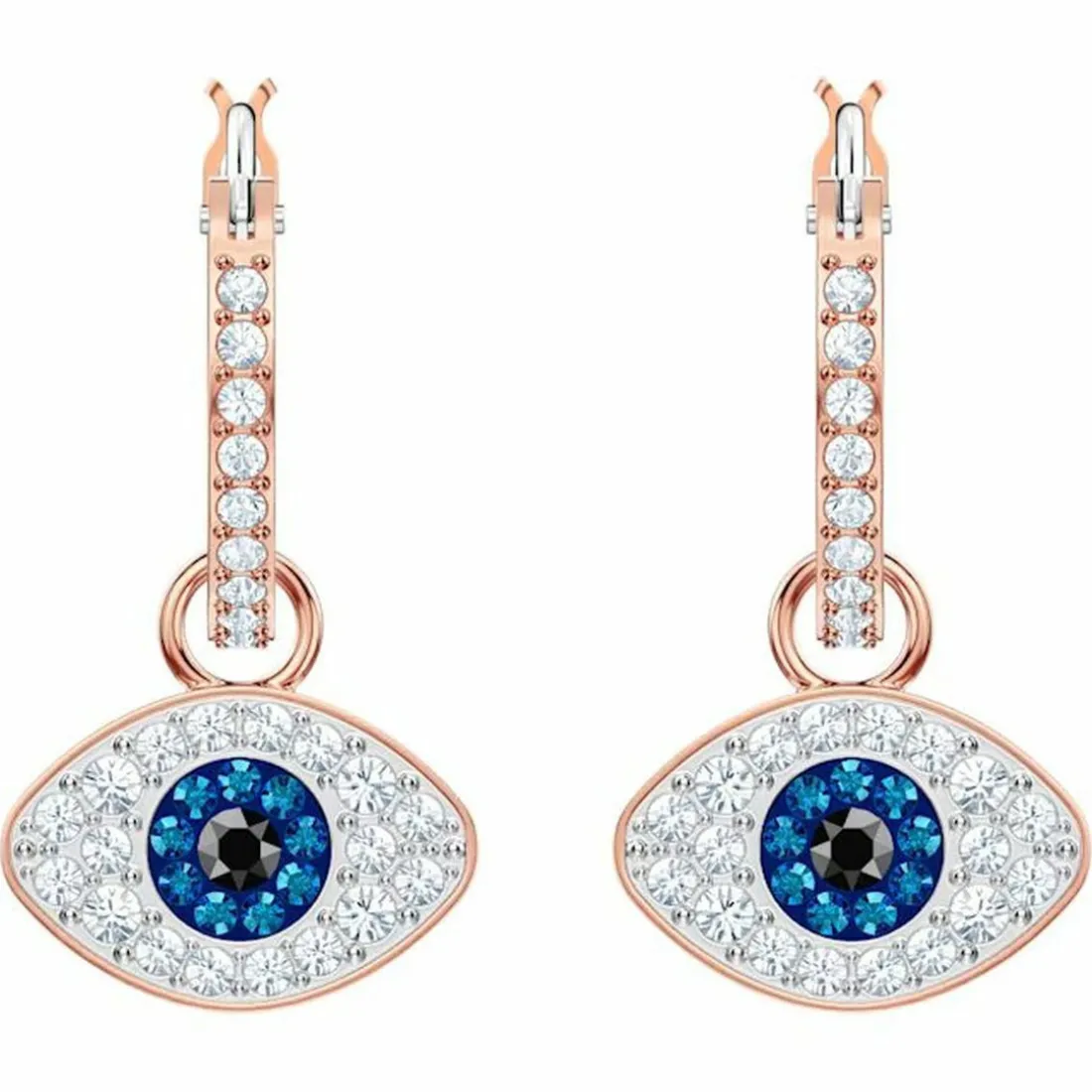 Boucles d'oreilles Swarovski Bijoux 5425857 - Acier Doré Rose Cristaux Swarovski Yeux Bleux Femme