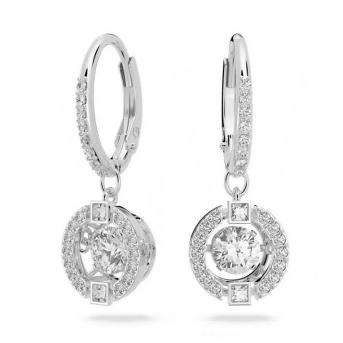 Boucles d'oreilles Swarovski 5504652 - Boucles d'oreilles métal argenté rond strass blanc Femme