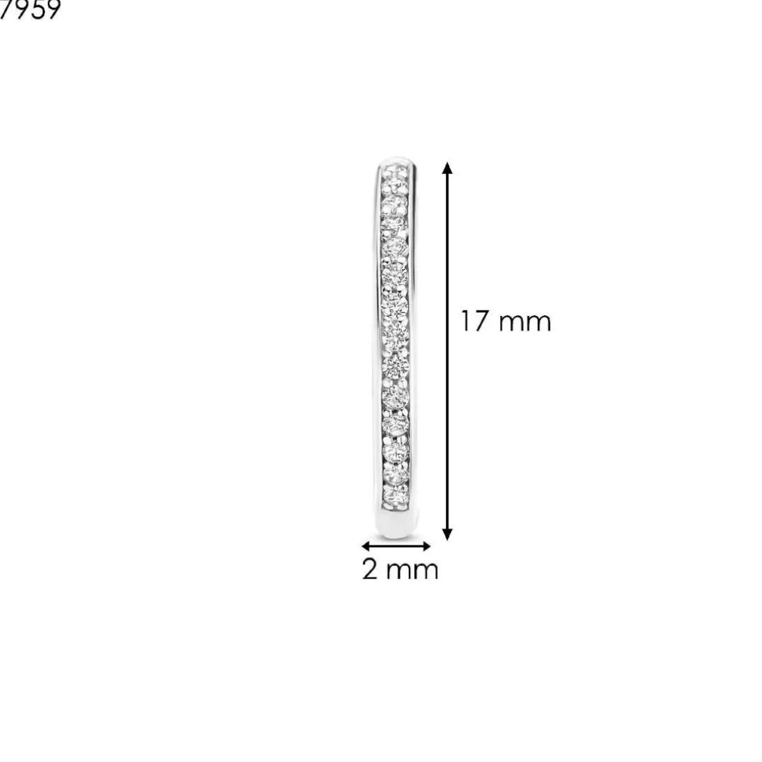 Boucles D'Oreilles Ti Sento - 7959ZI Argent Rhodié Créoles Et Pavage