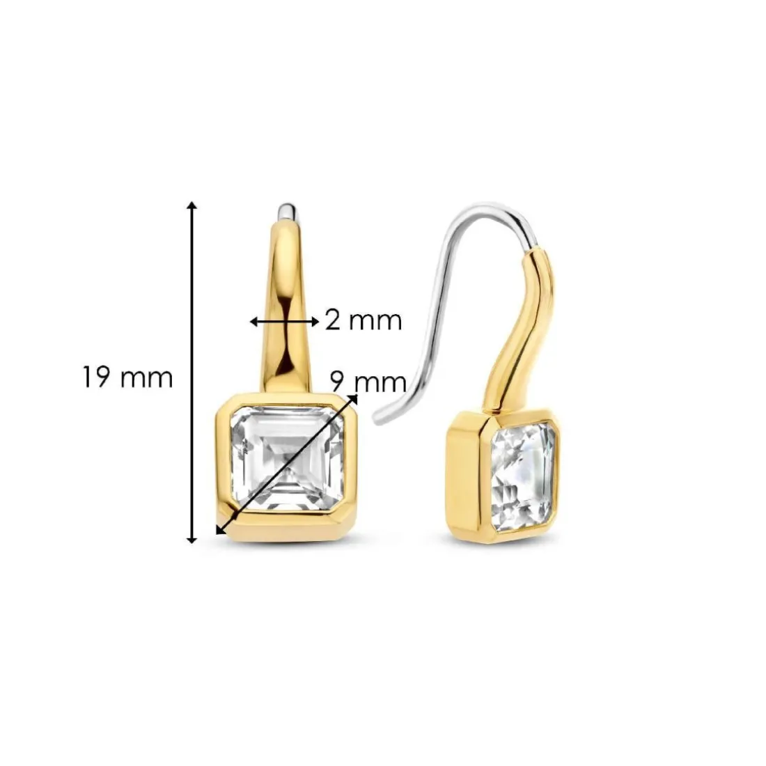 Boucles D'Oreilles Ti Sento - 7966ZY Argent Doré Et Oxydes Carrés