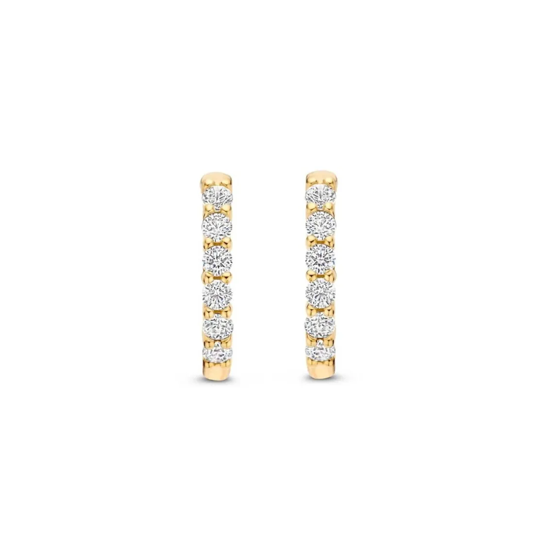 Boucles D'Oreilles Ti Sento - 7957ZY Argent Doré Anneaux Et Pavage