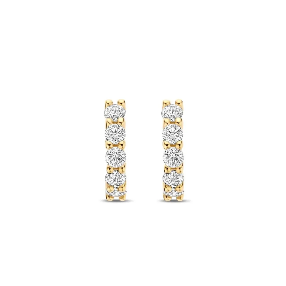 Boucles D'Oreilles Ti Sento - 7955ZY Argent Doré Anneaux Et Pavage