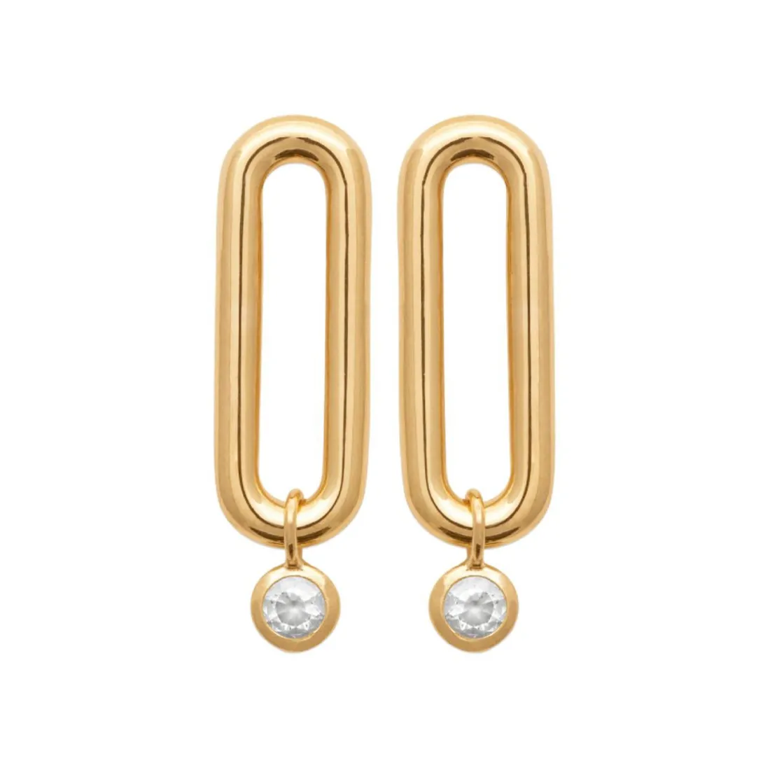 Boucles oreilles ovales serti clos plaqué or Maison de la Bijouterie Y5VWYZ0