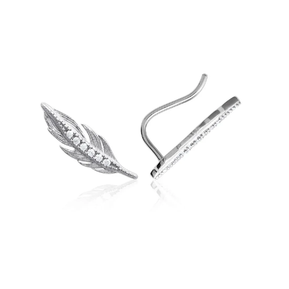 Boucles oreilles puces fantaisie plume Argent Maison de la Bijouterie Z5YVWZ0
