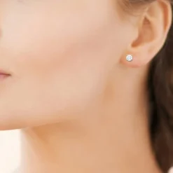 Boucles oreilles puces plaqué or oxyde de zirconium 5 mm Maison de la Bijouterie Y5055Z05