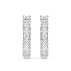Boucles oreilles Swarovski Hyperbola Hoop Twist - 5684047 blanc,argent