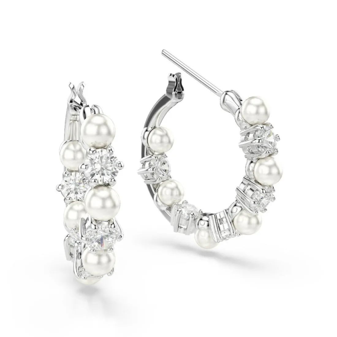 Boucles oreilles Swarovski Matrix Pearl - 5709256 Métal rhodié Blanc