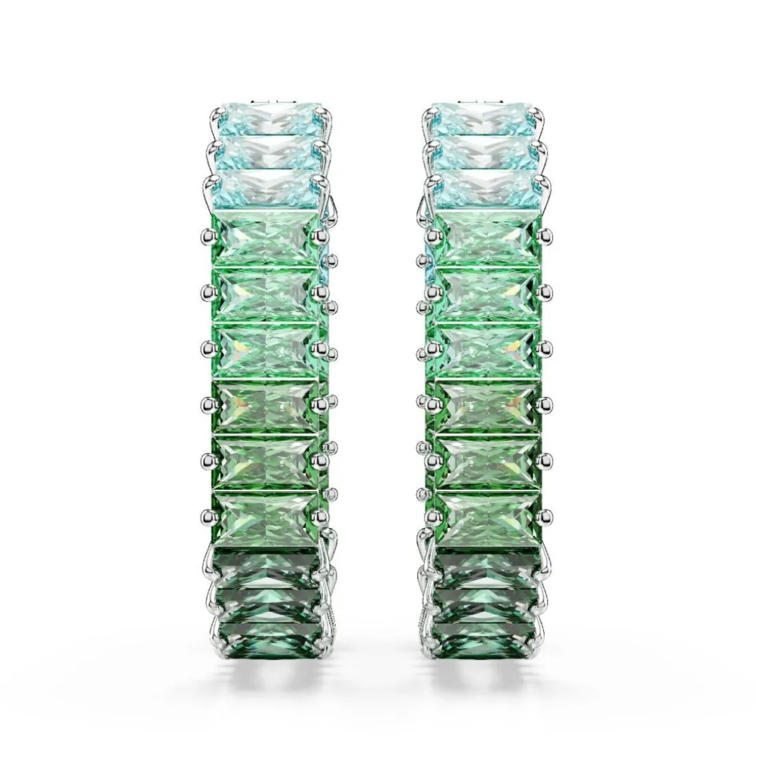 Boucles oreilles Swarovski Matrix Baguette - 5705787 Métal rhodié Vert