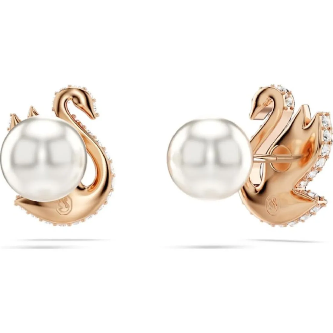 Boucles oreilles Swarovski Swan - 5684608 noir,doré rose