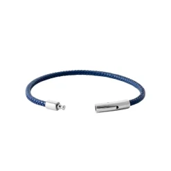 Bracelet Homme acier cuir tressé bleu Maison de la Bijouterie 3ZY0UWZU