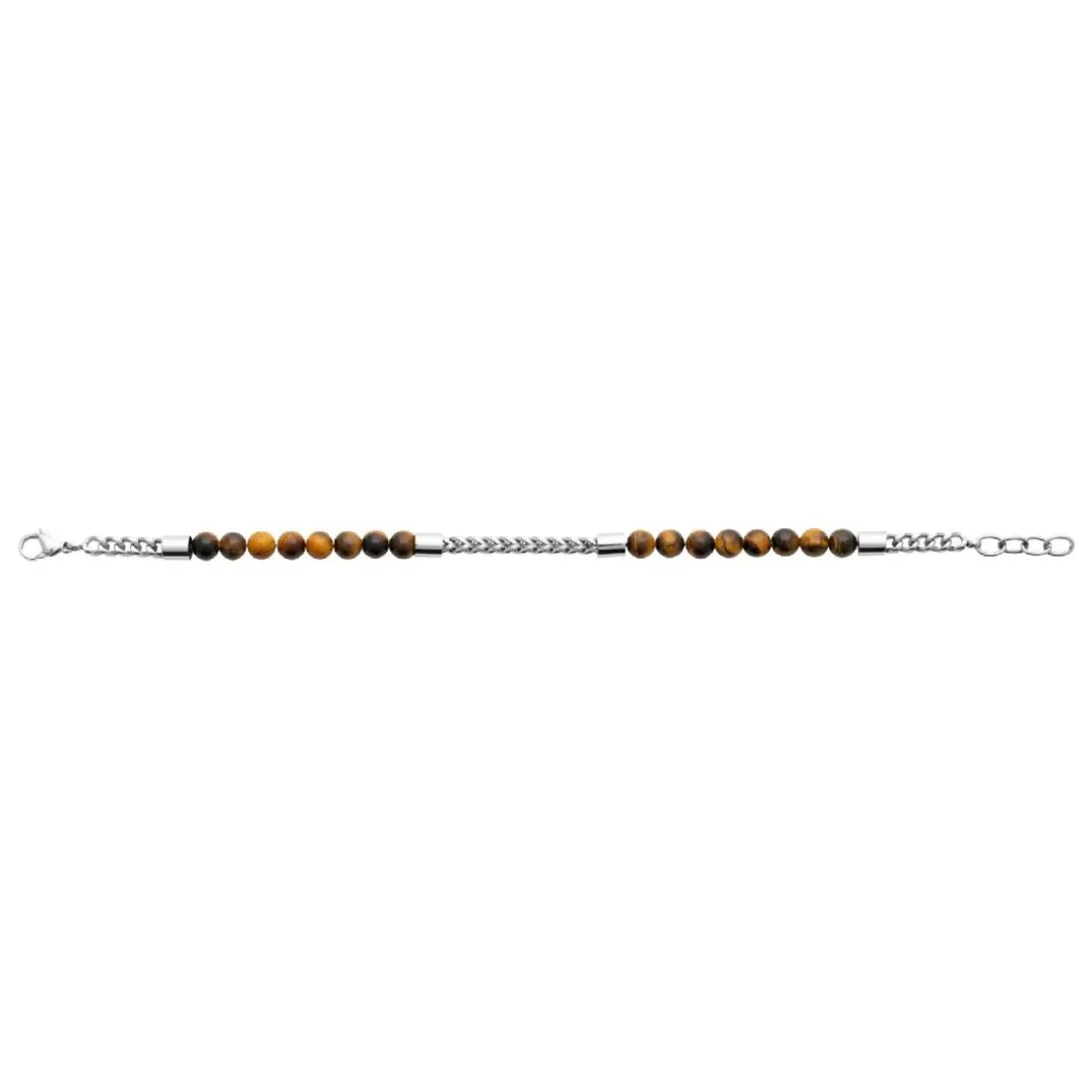 Bracelet Homme acier perles œil de tigre Maison de la Bijouterie 3ZYZYUYZ