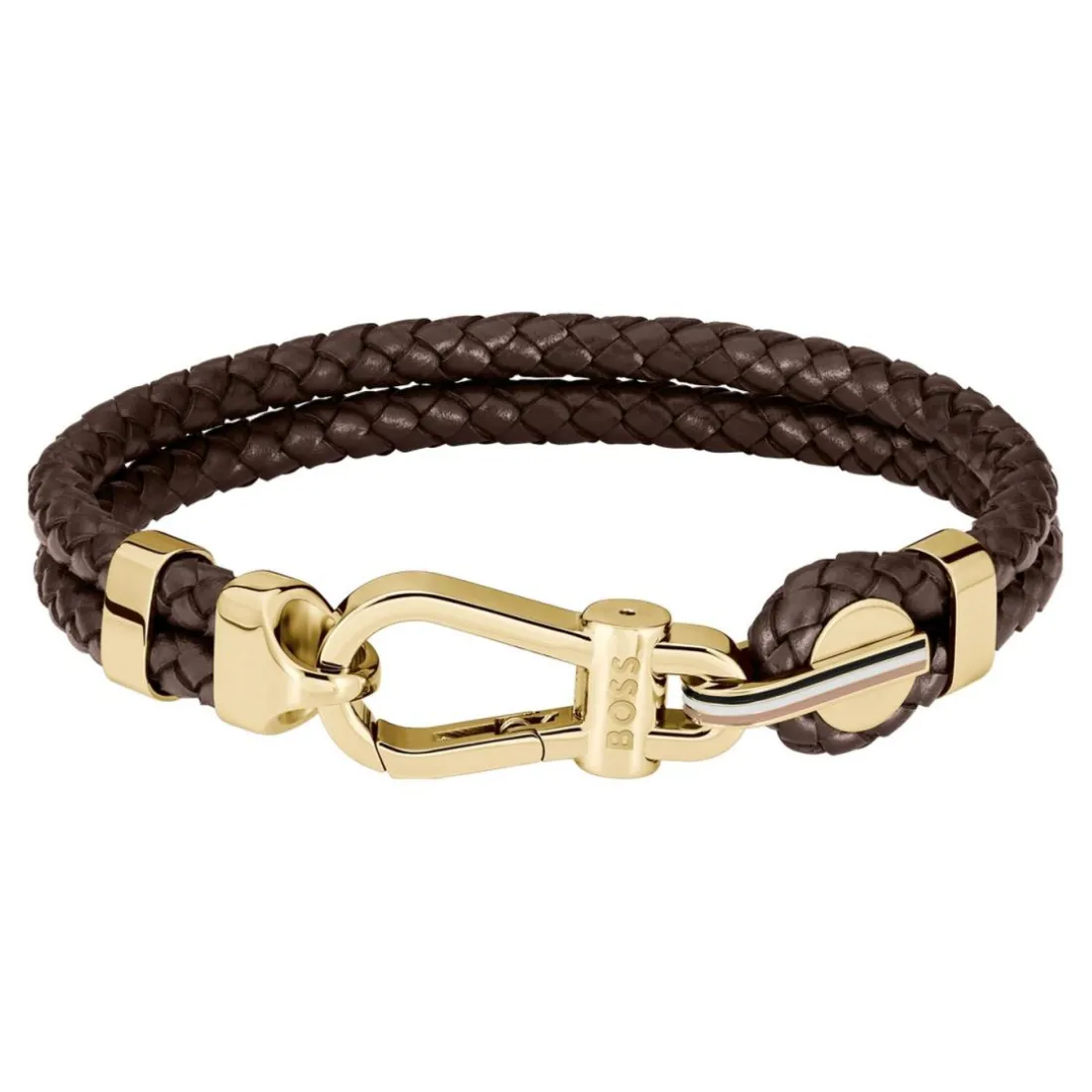 Bracelet Homme Boss Bijoux Ares Prime - 1580700M Acier, Cuir Marron